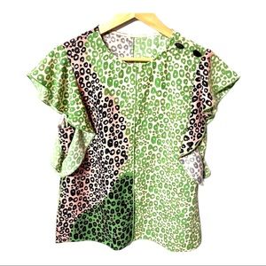 Derik Lam Cosby 10 designer multicolored leopard print w/ruffles #G10